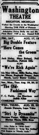 Washington Theatre - 16 August 1934 Ad